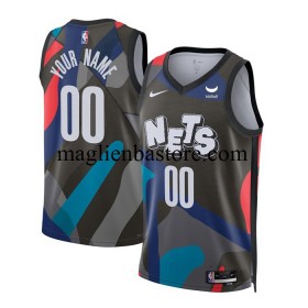 Maglia NBA Brooklyn Nets Personalizzate Nike 2023-2024 City Edition Nero Swingman - Uomo